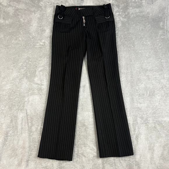 Paris Blues Pants - VTG Y2K Paris Blues Pants Womens 3 Low Rise Pinstripe Bootcut Dark Academia Alt